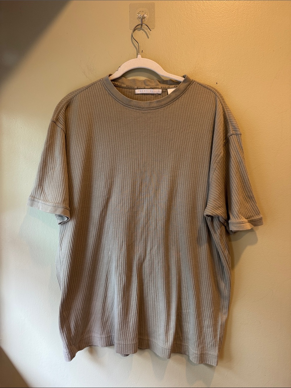 Men's Ribbed Short-Sleeve Casual Cotton Tee - Taupe